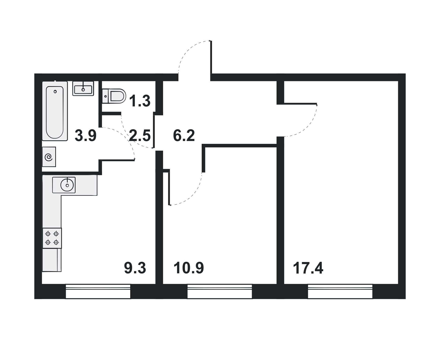 планировка квартиры 52 м2